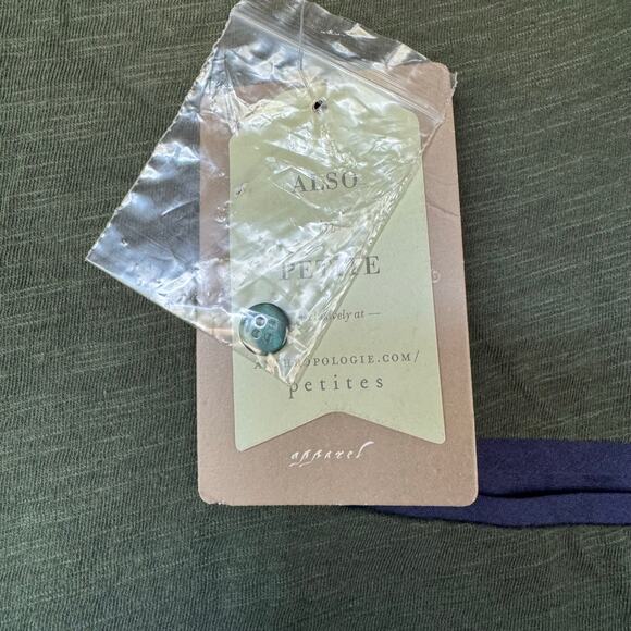 Anthropologie Little Yellow Button Top Henley 3/4 Sleeve XS Green NWT Basic - Picture 8 of 9